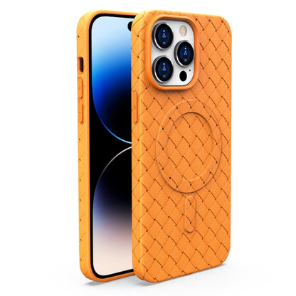 For iPhone 14 Pro Max Woven Pattern MagSafe Magnetic Cooling Phone Case(Orange) - iPhone 14 Pro Max Cases by buy2fix | Online Shopping UK | buy2fix