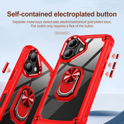 For iPhone 16 TPU + PC Lens Protection Phone Case with Ring Holder(Red) - iPhone 16 Cases by buy2fix | Online Shopping UK | buy2fix