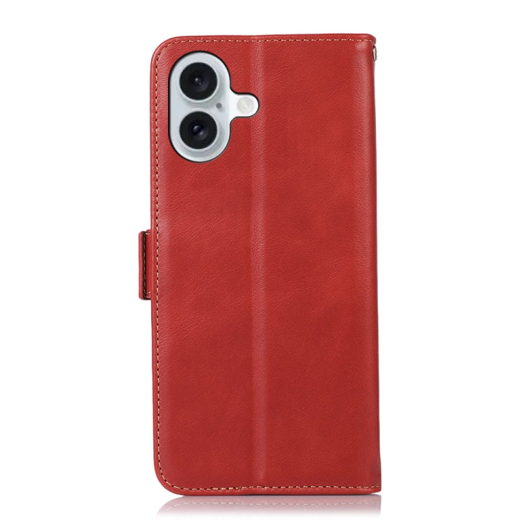 For iPhone 16 Plus Crazy Horse Top Layer Cowhide Leather Phone Case(Red) - iPhone 16 Plus Cases by buy2fix | Online Shopping UK | buy2fix