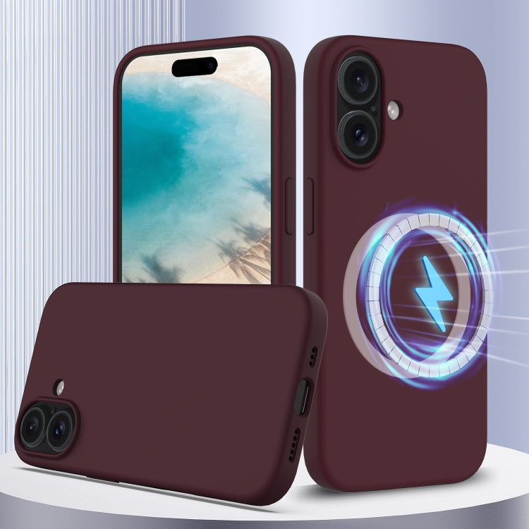 For iPhone 16 Plus Shockproof Silicone Magsafe Phone Case(Plum Color) - iPhone 16 Plus Cases by buy2fix | Online Shopping UK | buy2fix