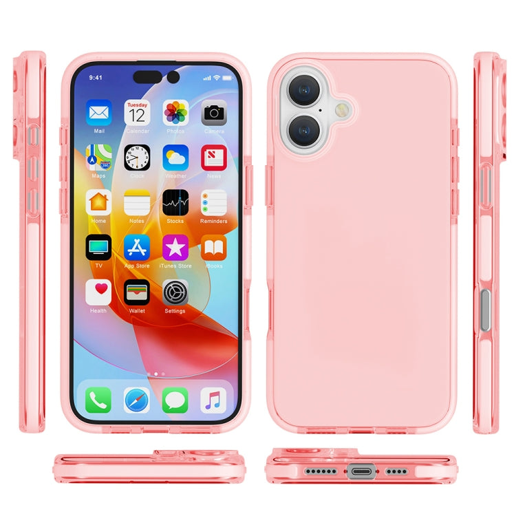 For iPhone 16 Plus Two-color Shockproof High Transparency TPU Phone Case(Pink) - iPhone 16 Plus Cases by buy2fix | Online Shopping UK | buy2fix