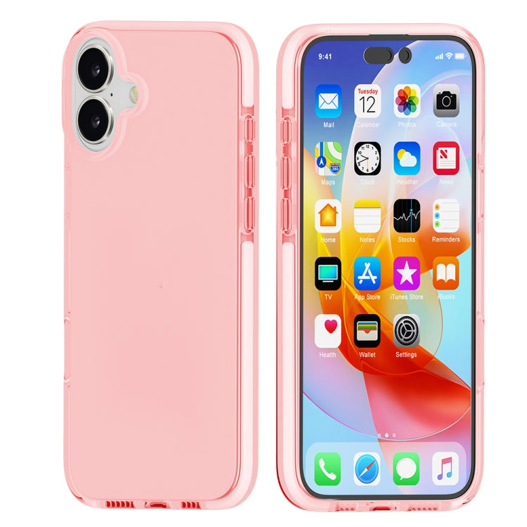 For iPhone 16 Plus Two-color Shockproof High Transparency TPU Phone Case(Pink) - iPhone 16 Plus Cases by buy2fix | Online Shopping UK | buy2fix