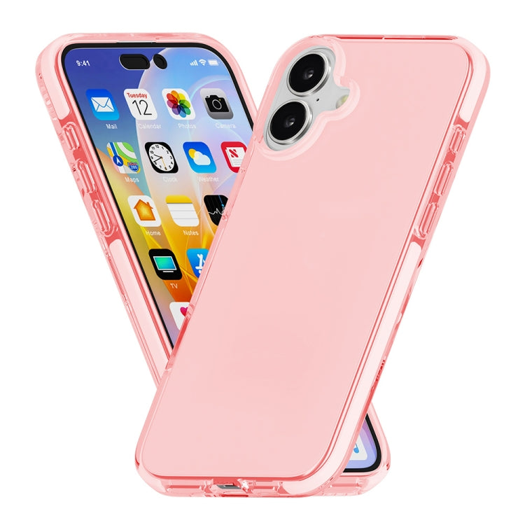 For iPhone 16 Two-color Shockproof High Transparency TPU Phone Case(Pink) - iPhone 16 Cases by buy2fix | Online Shopping UK | buy2fix