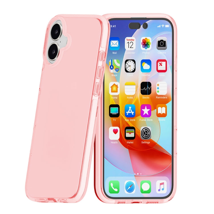 For iPhone 16 Two-color Shockproof High Transparency TPU Phone Case(Pink) - iPhone 16 Cases by buy2fix | Online Shopping UK | buy2fix