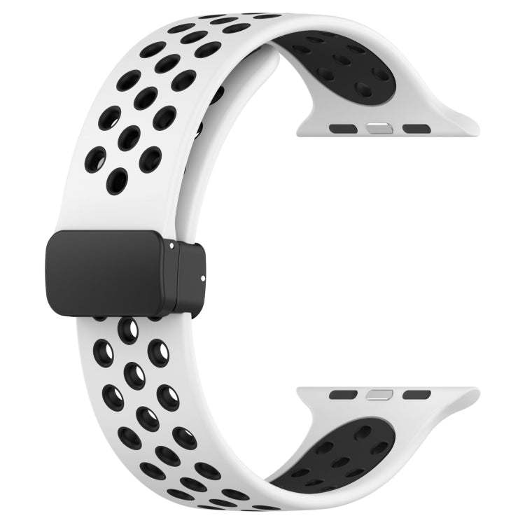 For Apple Watch Ultra 49mm Magnetic Buckle Silicone Watch Band(White Black) - Watch Bands by buy2fix | Online Shopping UK | buy2fix