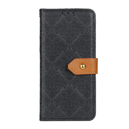 For iPhone 16 Pro European Floral Embossed Leather Phone Case(Black) - iPhone 16 Pro Cases by buy2fix | Online Shopping UK | buy2fix