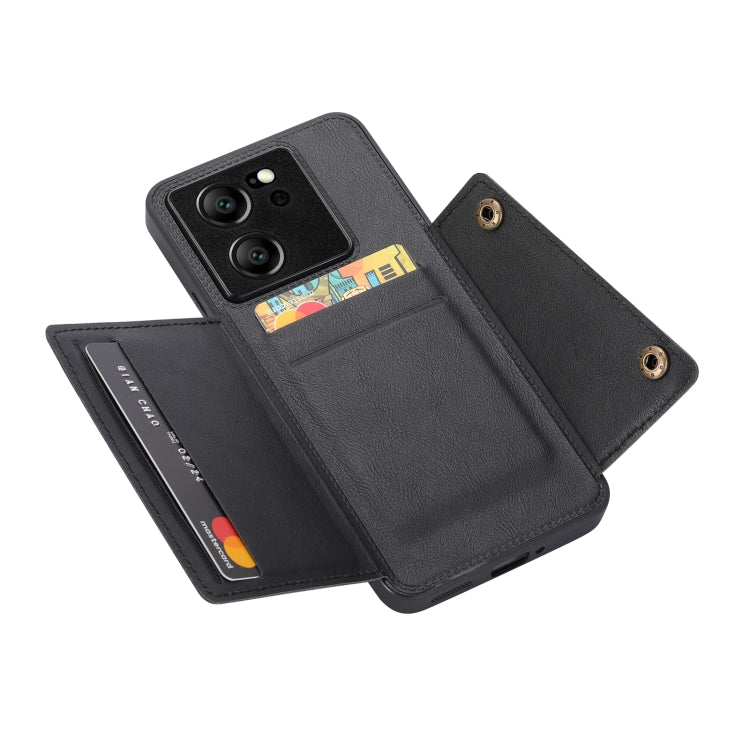 For Xiaomi 13T / Redmi K60 Ultra Double Buckle Card Slots Magnetic Phone Case(Black) - Redmi K60 Ultra Cases by buy2fix | Online Shopping UK | buy2fix