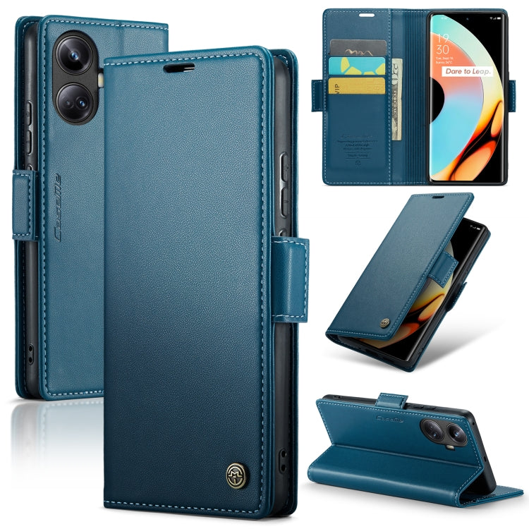 For Realme 10 Pro+ CaseMe 023 Butterfly Buckle Litchi Texture RFID Anti-theft Leather Phone Case(Blue) - Realme Cases by CaseMe | Online Shopping UK | buy2fix