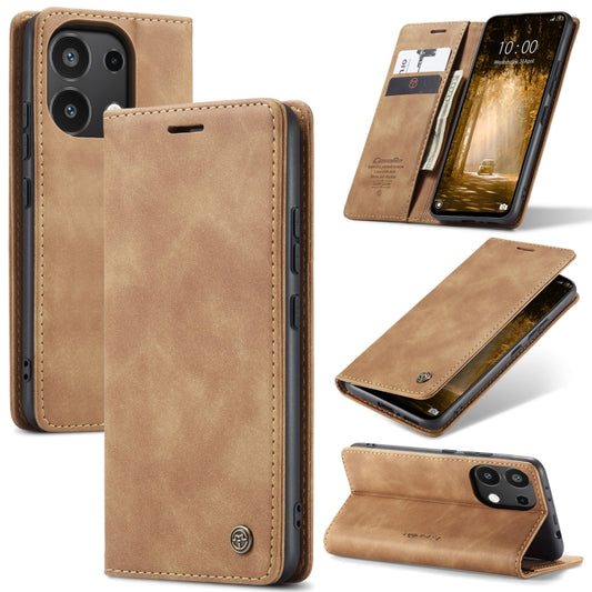 For Xiaomi Redmi Note 13 4G CaseMe 013 Multifunctional Horizontal Flip Leather Phone Case(Brown) - Xiaomi Cases by CaseMe | Online Shopping UK | buy2fix