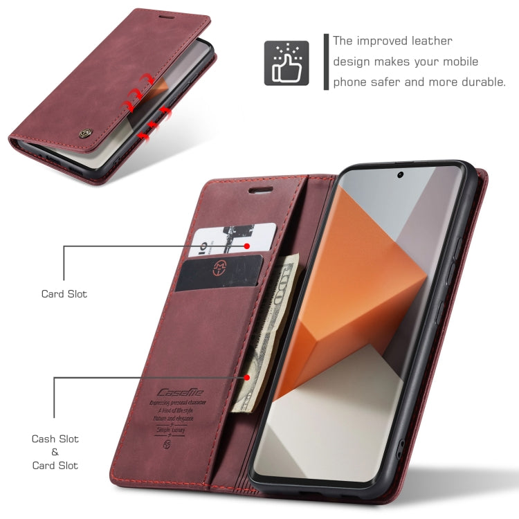 For Xiaomi Redmi Note 13 Pro+ CaseMe 013 Multifunctional Horizontal Flip Leather Phone Case(Wine Red) - Note 13 Pro+ Cases by CaseMe | Online Shopping UK | buy2fix