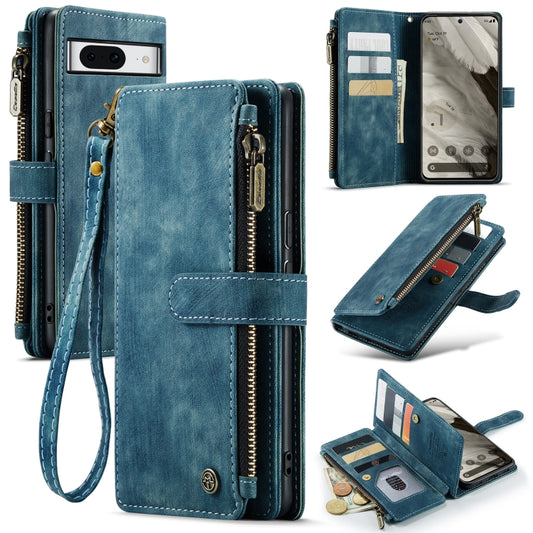 For Google Pixel 8 CaseMe C30 Multifunctional Leather Phone Case(Blue) - Google Cases by CaseMe | Online Shopping UK | buy2fix