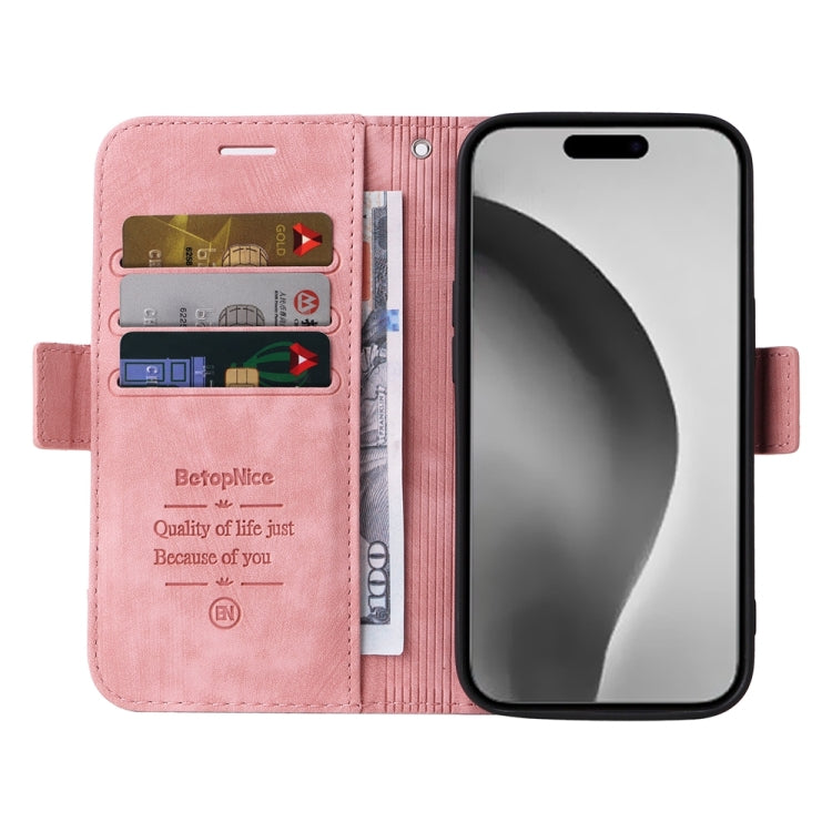 For iPhone 16 Pro Max BETOPNICE Dual-side Buckle Leather Phone Case(Pink) - iPhone 16 Pro Max Cases by BETOPNICE | Online Shopping UK | buy2fix