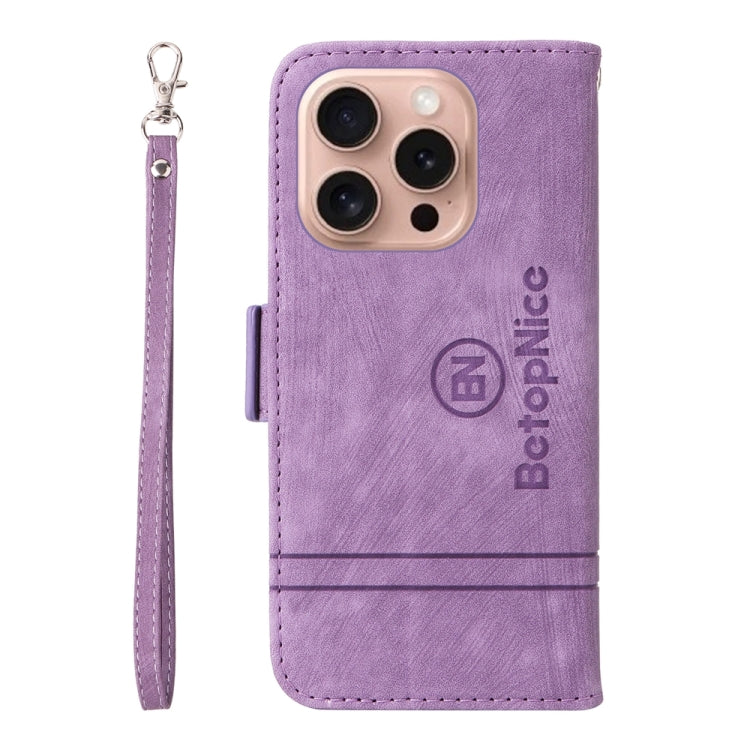 For iPhone 16 Pro BETOPNICE Dual-side Buckle Leather Phone Case(Purple) - iPhone 16 Pro Cases by BETOPNICE | Online Shopping UK | buy2fix