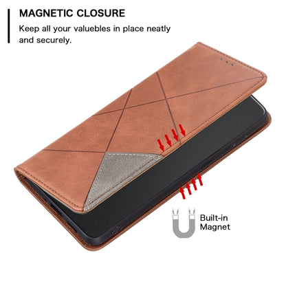 For iPhone 16 Pro Rhombus Texture Magnetic Leather Phone Case(Brown) - iPhone 16 Pro Cases by buy2fix | Online Shopping UK | buy2fix