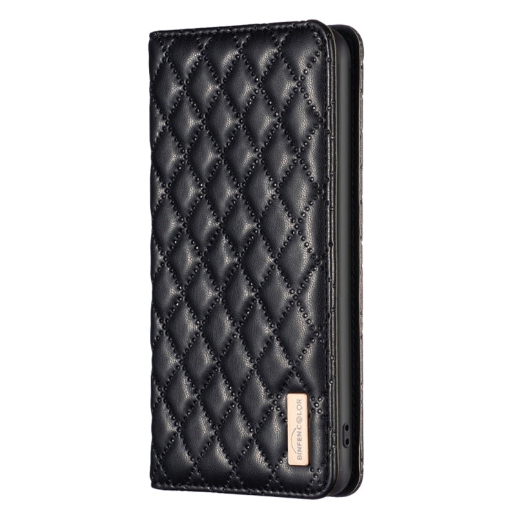 For iPhone 16 Plus Diamond Lattice Magnetic Leather Flip Phone Case(Black) - iPhone 16 Plus Cases by buy2fix | Online Shopping UK | buy2fix