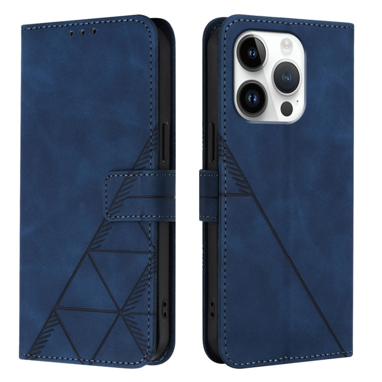 For iPhone 16 Pro Crossbody 3D Embossed Flip Leather Phone Case(Blue) - iPhone 16 Pro Cases by buy2fix | Online Shopping UK | buy2fix