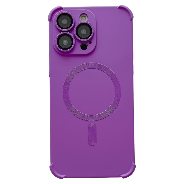 For iPhone 12 Pro Four-corner Shockproof Skin Feel MagSafe Magnetic Phone Case(Purple) - iPhone 12 / 12 Pro Cases by buy2fix | Online Shopping UK | buy2fix