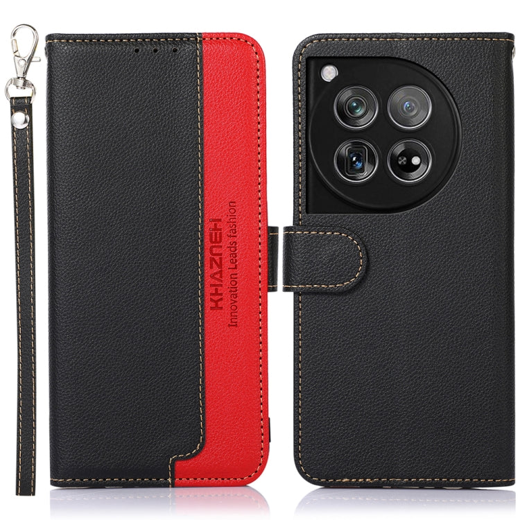 For OnePlus 12 KHAZNEH Litchi Texture Leather RFID Phone Case(Black) - OnePlus Cases by buy2fix | Online Shopping UK | buy2fix