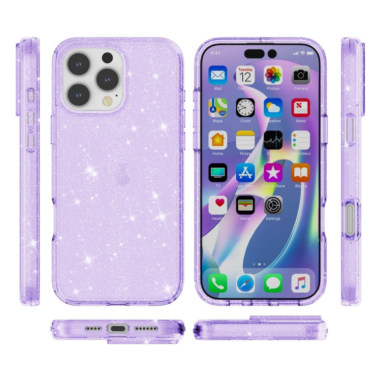 For iPhone 16 Pro Max Shockproof Terminator Glitter Powder Phone Case(Purple) - iPhone 16 Pro Max Cases by buy2fix | Online Shopping UK | buy2fix