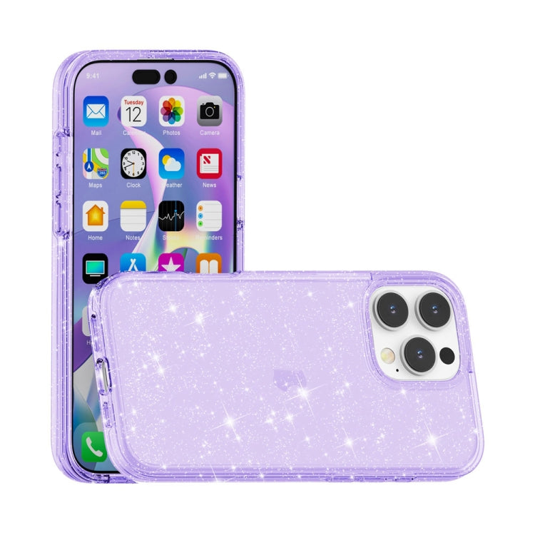 For iPhone 16 Pro Max Shockproof Terminator Glitter Powder Phone Case(Purple) - iPhone 16 Pro Max Cases by buy2fix | Online Shopping UK | buy2fix