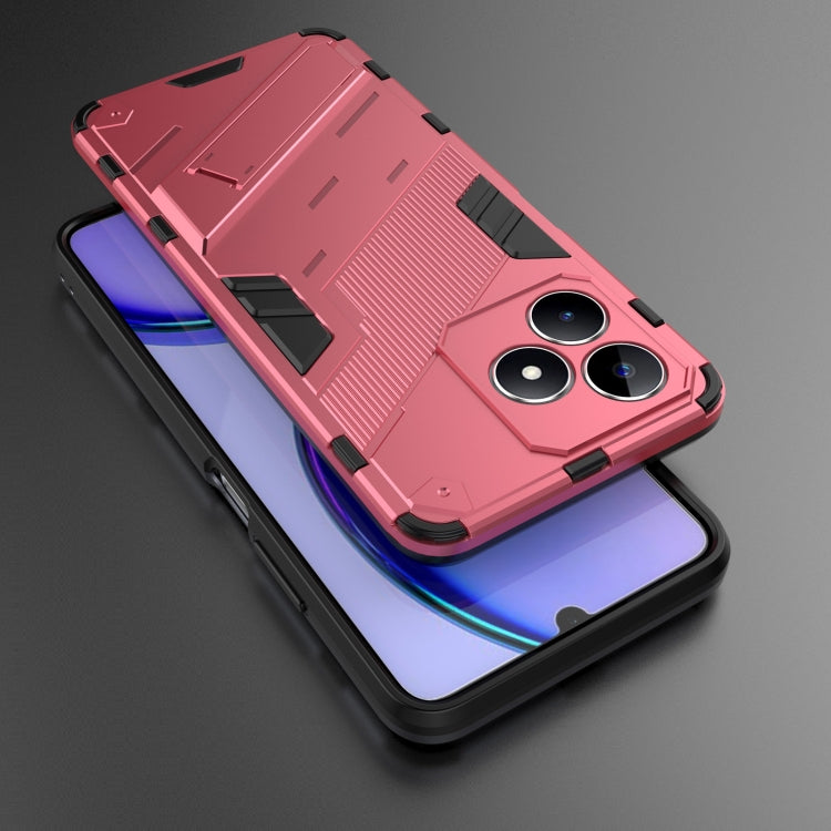 For Realme C53 4G Punk Armor 2 in 1 PC + TPU Phone Case with Holder(Light Red) - Realme Cases by buy2fix | Online Shopping UK | buy2fix