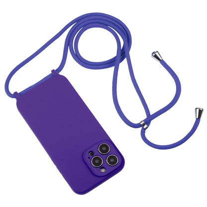 For iPhone 16 Crossbody Lanyard Liquid Silicone Case(Purple) - iPhone 16 Cases by buy2fix | Online Shopping UK | buy2fix