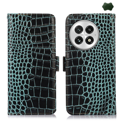 For OnePlus Nord 13 Crocodile Top Layer Cowhide Leather Phone Case(Green) - OnePlus Cases by buy2fix | Online Shopping UK | buy2fix