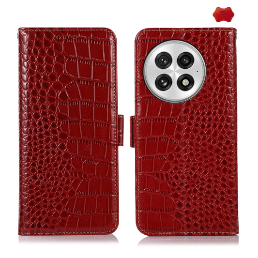 For OnePlus Nord 13 Crocodile Top Layer Cowhide Leather Phone Case(Red) - OnePlus Cases by buy2fix | Online Shopping UK | buy2fix