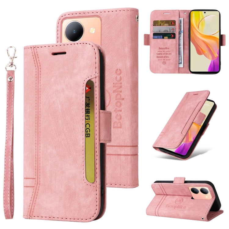 For vivo Y36 4G / 5G Global BETOPNICE Dual-side Buckle Leather Phone Case(Pink) - vivo Cases by BETOPNICE | Online Shopping UK | buy2fix