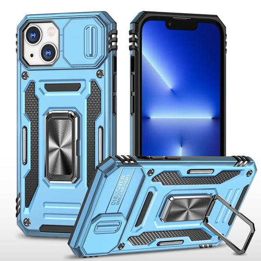 For iPhone 15 Armor PC + TPU Camera Shield Phone Case(Light Blue) - iPhone 15 Cases by buy2fix | Online Shopping UK | buy2fix