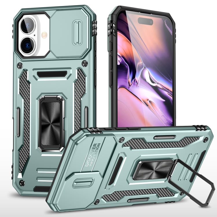 For iPhone 16 Plus Armor PC + TPU Camera Shield Phone Case(Alpine Green) - iPhone 16 Plus Cases by buy2fix | Online Shopping UK | buy2fix