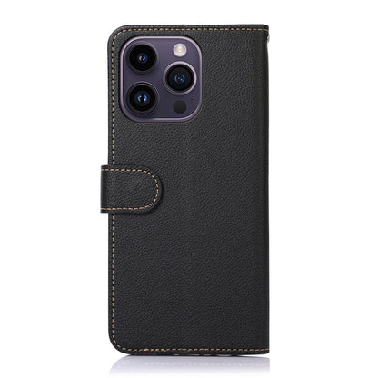 For iPhone 16 Pro Max KHAZNEH Litchi Texture Leather RFID Phone Case(Black) - iPhone 16 Pro Max Cases by buy2fix | Online Shopping UK | buy2fix