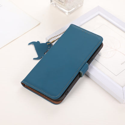 For iPhone 16 Pro Genuine Leather Magnetic RFID Leather Phone Case(Blue) - iPhone 16 Pro Cases by buy2fix | Online Shopping UK | buy2fix