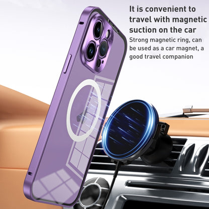 For iPhone 14 MagSafe HD Spring Buckle Metal Phone Case(Purple) - iPhone 14 Cases by buy2fix | Online Shopping UK | buy2fix