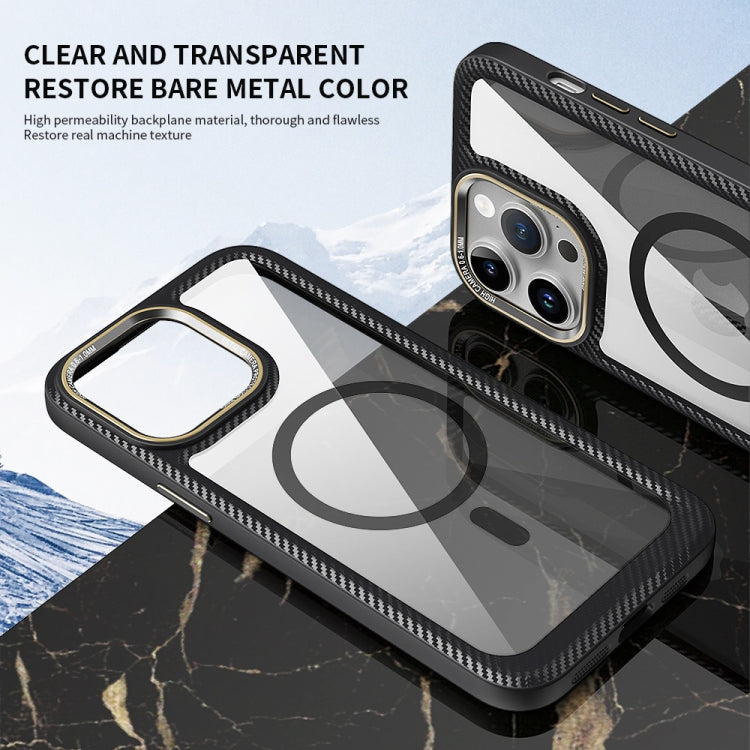 For iPhone 14 Pro Max MagSafe Carbon Fiber Transparent Back Panel Phone Case(Black) - iPhone 14 Pro Max Cases by buy2fix | Online Shopping UK | buy2fix