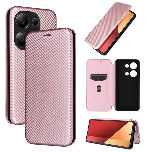 For Xiaomi Redmi Note 13 Pro / M6 Pro 4G Carbon Fiber Texture Flip Leather Phone Case(Pink) - Xiaomi Cases by buy2fix | Online Shopping UK | buy2fix