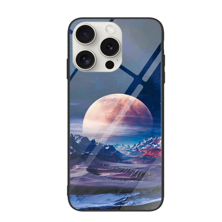 For iPhone 16 Pro Max Colorful Painted Glass Phone Case(Moon Hill) - iPhone 16 Pro Max Cases by buy2fix | Online Shopping UK | buy2fix