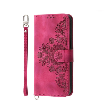 For Samsung Galaxy S23 FE 5G Skin-feel Flowers Embossed Wallet Leather Phone Case(Wine Red) - Galaxy S23 FE 5G Cases by buy2fix | Online Shopping UK | buy2fix