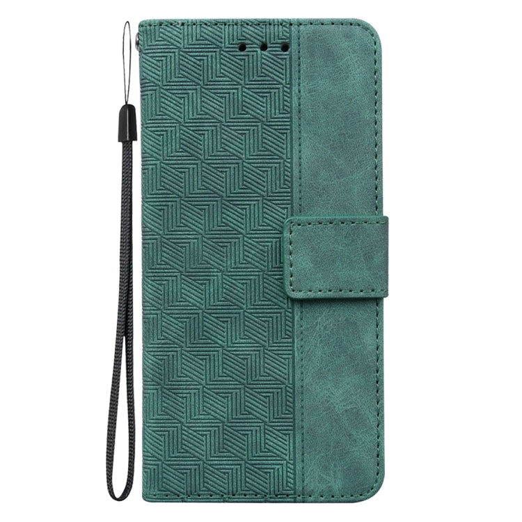 For Xiaomi Redmi Note 13 Pro+ 5G Geometric Embossed Leather Phone Case(Green) - Note 13 Pro+ Cases by buy2fix | Online Shopping UK | buy2fix