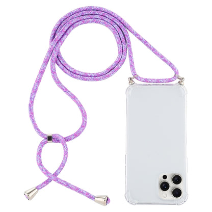 For iPhone 16 Pro Max Four-Corner Shockproof Transparent TPU Case with Lanyard(Purple) - iPhone 16 Pro Max Cases by buy2fix | Online Shopping UK | buy2fix