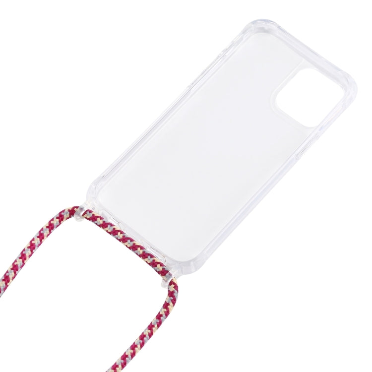 For iPhone 16 Pro Max Transparent Acrylic Airbag Shockproof Phone Protective Case with Lanyard(Pink Apricot Coffee) - iPhone 16 Pro Max Cases by buy2fix | Online Shopping UK | buy2fix