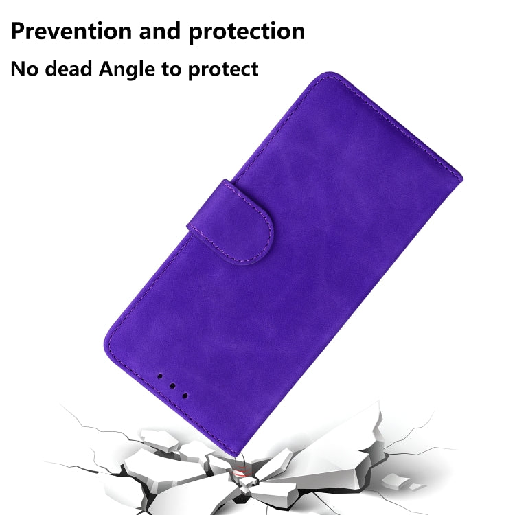 For iPhone 16 Skin Feel Pure Color Flip Leather Phone Case(Purple) - iPhone 16 Cases by buy2fix | Online Shopping UK | buy2fix