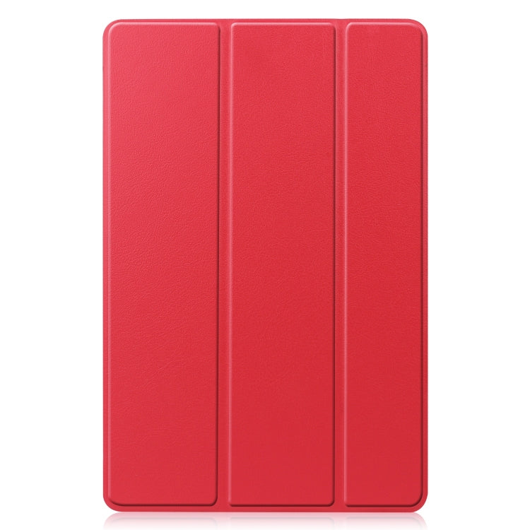 For Samsung Galaxy Tab S9 FE Custer Pure Color 3-Fold Holder Smart Leather Tablet Case(Red) - Galaxy Tab S9 FE by buy2fix | Online Shopping UK | buy2fix