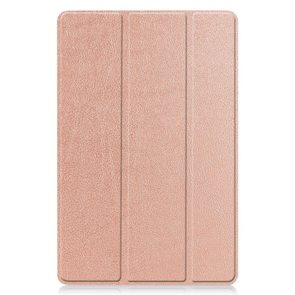 For Samsung Galaxy Tab S9 FE Custer Pure Color 3-Fold Holder Smart Leather Tablet Case(Rose Gold) - Galaxy Tab S9 FE by buy2fix | Online Shopping UK | buy2fix