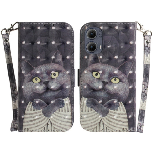 For Motorola Edge 2024 3D Colored Flip Leather Phone Case(Hug Cat) - Motorola Cases by buy2fix | Online Shopping UK | buy2fix