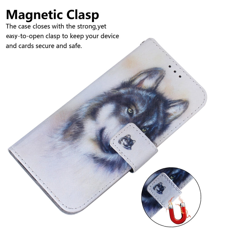 For iPhone SE 2024 Coloured Drawing Flip Leather Phone Case(White Wolf) - More iPhone Cases by buy2fix | Online Shopping UK | buy2fix