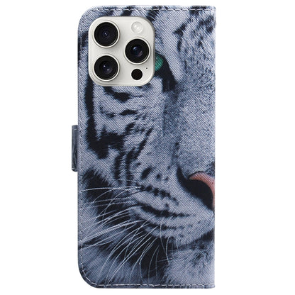 For iPhone 16 Pro Max Coloured Drawing Flip Leather Phone Case(Tiger) - iPhone 16 Pro Max Cases by buy2fix | Online Shopping UK | buy2fix