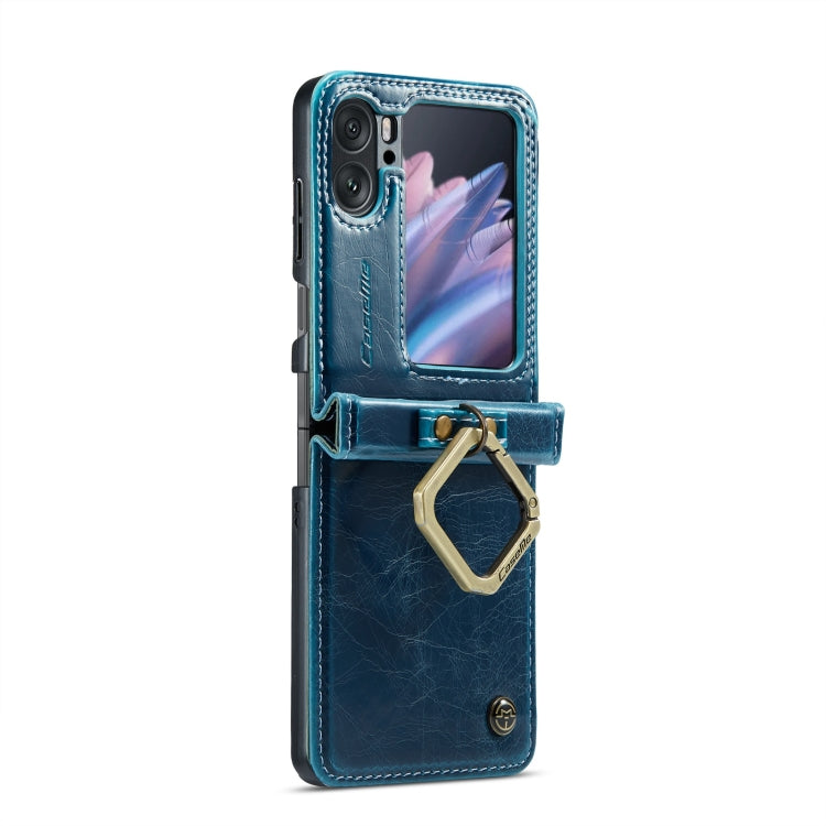 For OPPO Find N2 Flip CaseMe 003 Crazy Horse Texture Leather Phone Case with Ring Holder(Blue) - OPPO Cases by CaseMe | Online Shopping UK | buy2fix