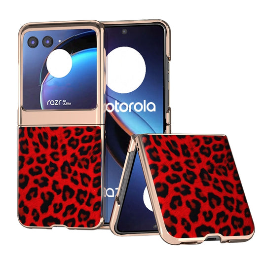 For Motorola Razr 40 Ultra Nano Plating Leopard Print Phone Case(Red) - Motorola Cases by buy2fix | Online Shopping UK | buy2fix