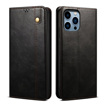 For iPhone 16 Pro Max Oil Wax Crazy Horse Texture Leather Phone Case(Black) - iPhone 16 Pro Max Cases by buy2fix | Online Shopping UK | buy2fix